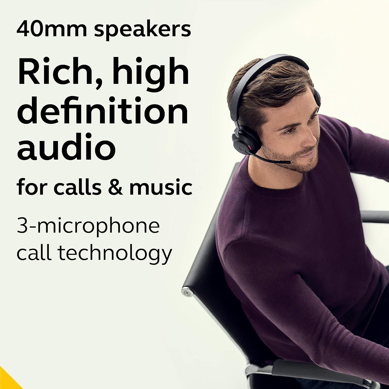 Jabra Evolve2 65 MS Wireless Headphones with Link380c, Stereo, Black &ndash; Wireless Bluetooth Headset for Calls and Music, 37 Hours of Battery Life