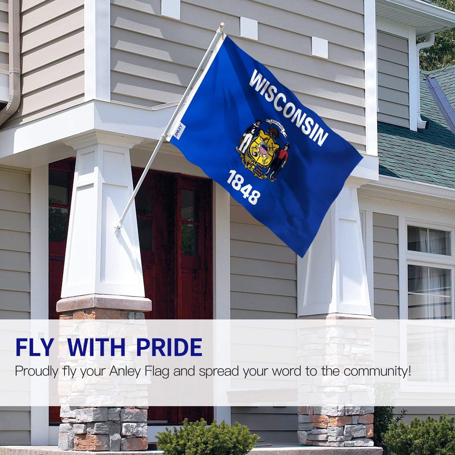 Anley Fly Breeze 3x5 Foot Wisconsin State Flag - Vivid Color and Fade Proof - Canvas Header and Double Stitched