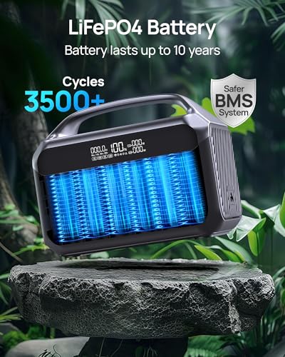 Portable Power Station, Outdoor 288Wh(90,000mAh) LiFePO4 Battery, 600W(1200W Surge) AC Outlets, 1.7H Fast Charging Solar Generator for Camping