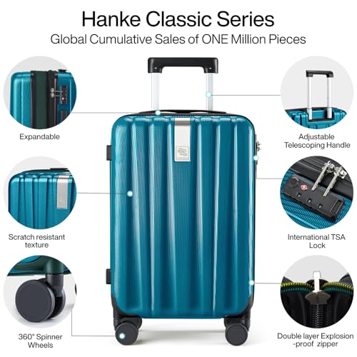 Hanke 29 Inch Luggage Suitcases With Spinner Wheels Lightweight PC hardside Rolling Suitcase With Travel Lock, Checked-Large 29-Inch(Blackish Green)