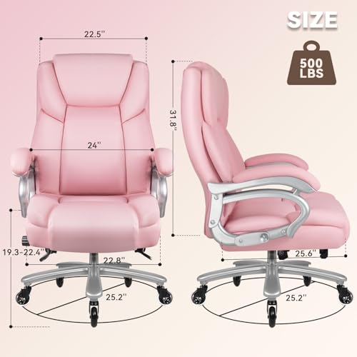 Big and Tall Office Chair 500lbs, Heavy Duty Executive Office Leather Chair for Heavy People