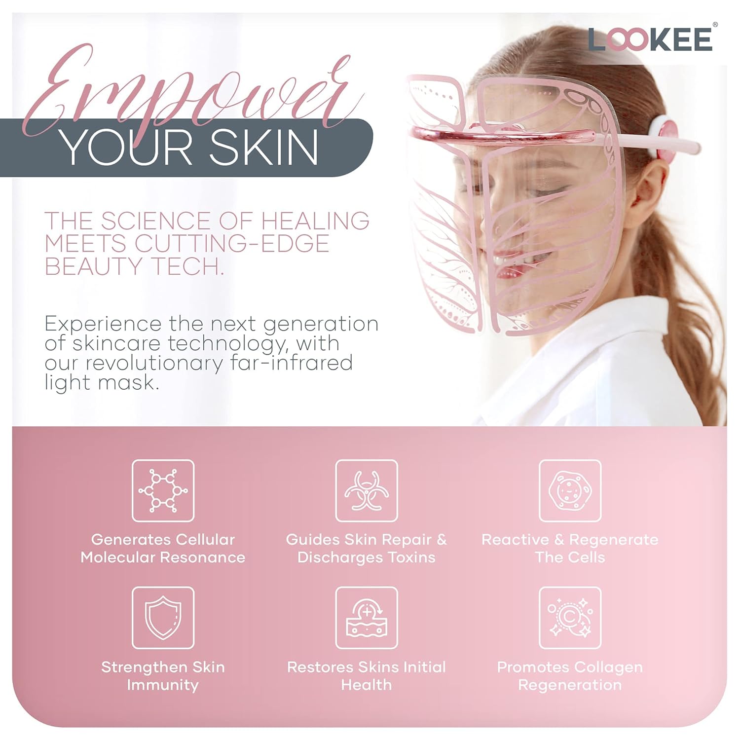 LOOKEE G-Mask Transparent And Pure Graphene Infrared Facial Mask | The Next Evolution Face Treatment Mask Skin Care | Light-of-Life Light Therapy