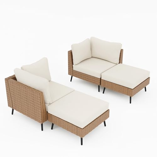 LAUSAINT HOME Outdoor Patio Furniture, 8 Piece Outdoor Sectional Sofa PE Rattan Wicker Patio Conversation Sets