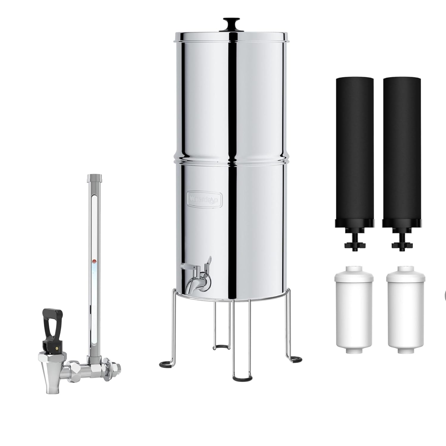 Waterdrop Gravity-fed Water Filter System, NSF/ANSI 42&372 Standard, Reduces Fluoride and up to 99% of Chlorine