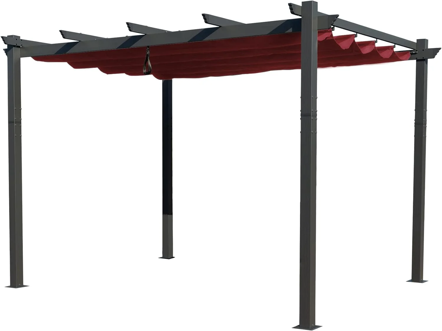 Kozyard Morgan Outdoor Extra-Large Gray Aluminum Frame Pergola with Sunshade Canopy (10' x 13', Burgundy)