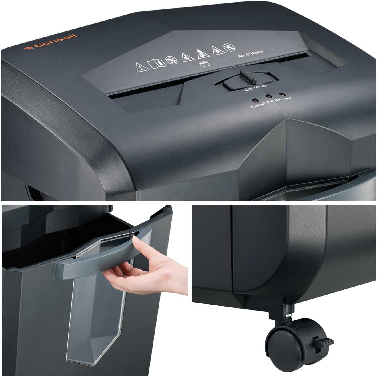 Bonsaii Updated 60-Minute Heavy-Duty Micro-Cut Paper Shredder, 14-Sheet Shredding Capacity for Office and Home Use