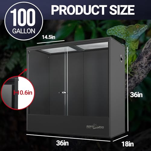 REPTI ZOO 30 Gallon PVC Tall Reptile Terrarium, 18x18x24 Reptile Tank for Frog Lizard Gecko Chameleon Snake