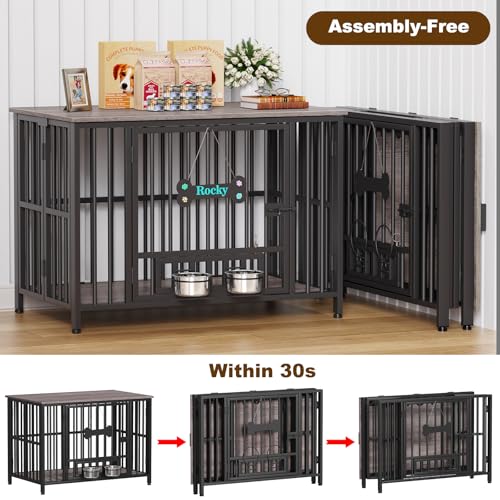 Easycom 41" Dog Crate Furniture Foldable, No Assembly Decorative Dog Kennel Indoor, Dog Crates for Large Dogs