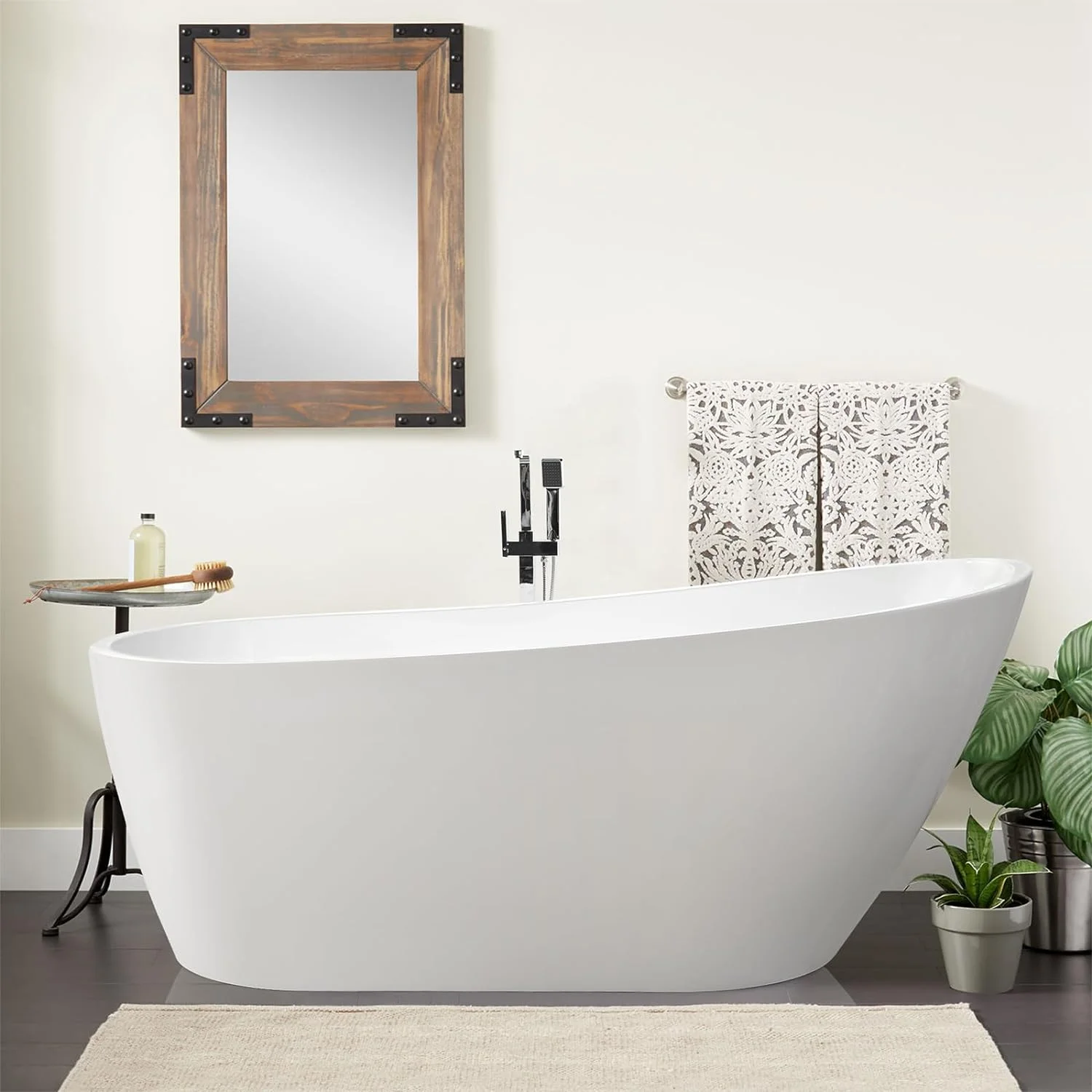 Vanity Art 55'' x 28'' Freestanding Bathtub Acrylic Soaking