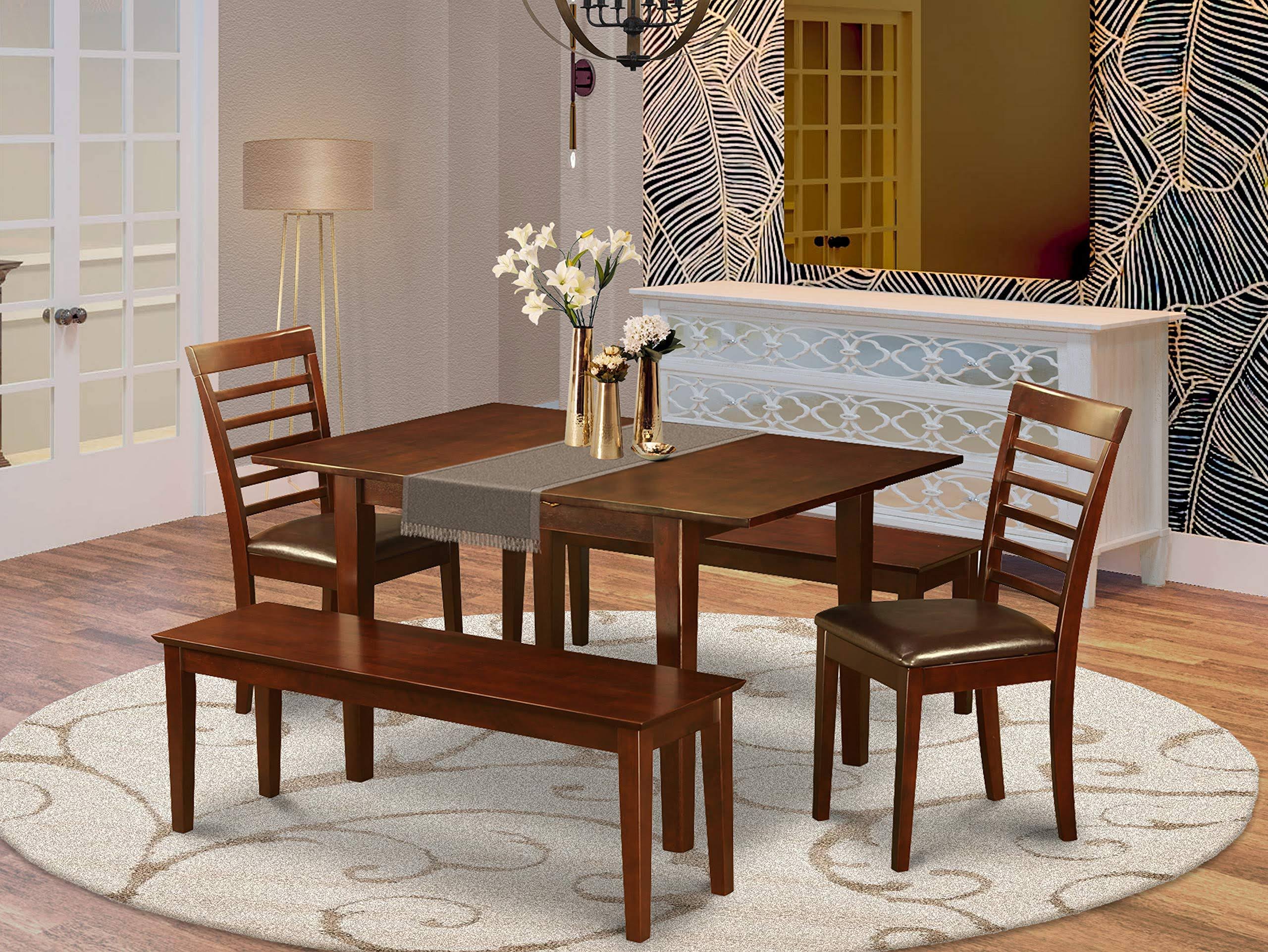 East West Furniture Picasso Wood 5-Piece Dining Set in Mahogany PSML5D-MAH-LC