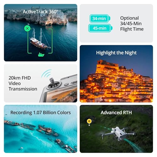 DJI Mini 4 Pro (DJI RC-N2), Drones with Camera for Adults 4K, Under 0.549 lbs/249 g, 34 Mins Flight Time, 20km Max Video Transmission Distance