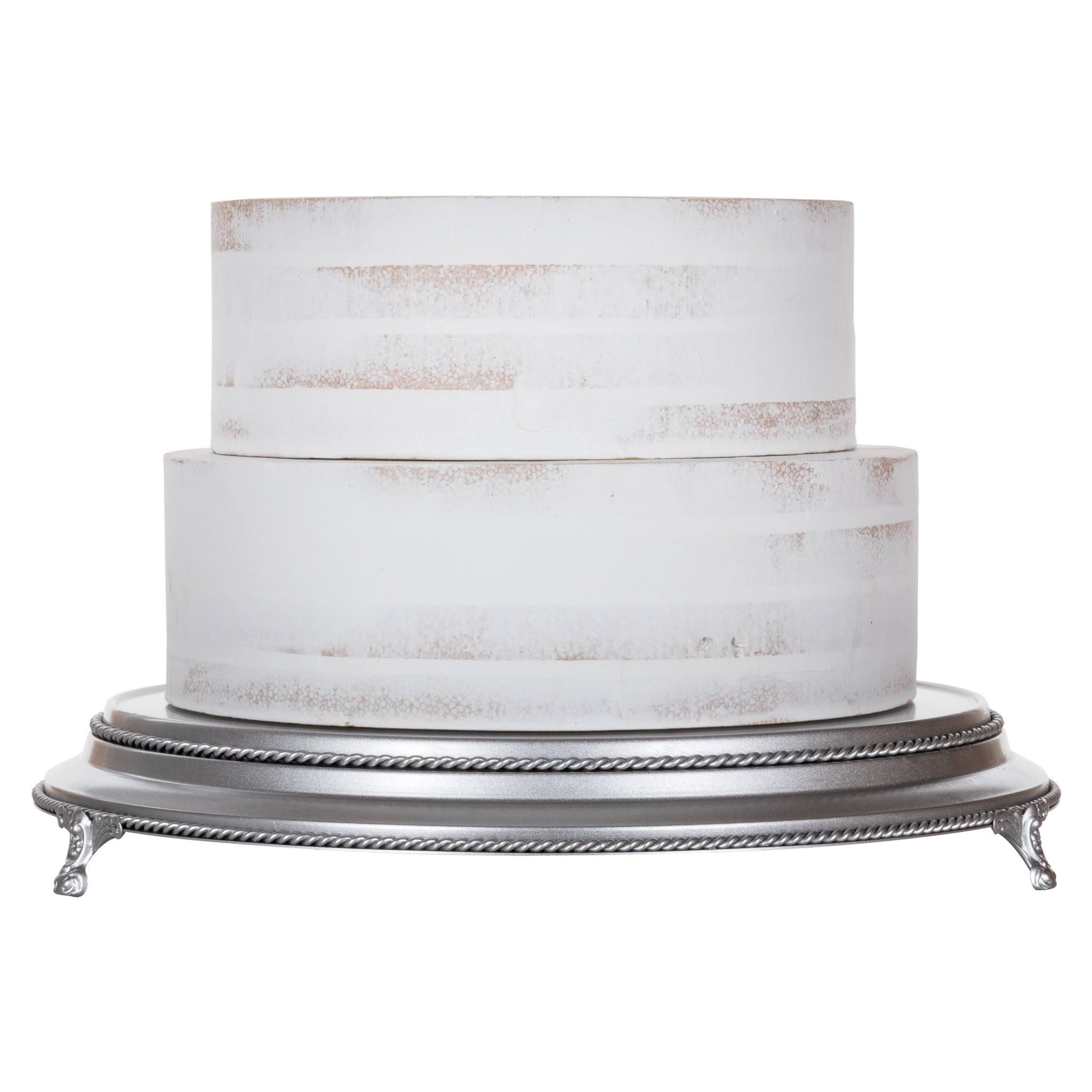 16 inch Round Wedding Cake Stand Plateau (Silver)