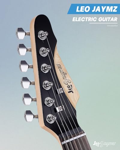Leo Jaymz 39" Full Size ST Style Electric Guitar Starter Kit with SSH Pickup, 5W Portable Amp, Tuner, Gig Bag, Strap & Accessories (Violet Ocean)
