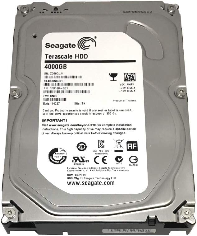 Seagate 4 TB Terascale HDD SATA 6Gb/s 64MB Cache 3.5-Inch Internal Bare Drive (ST4000NC001) (Renewed)