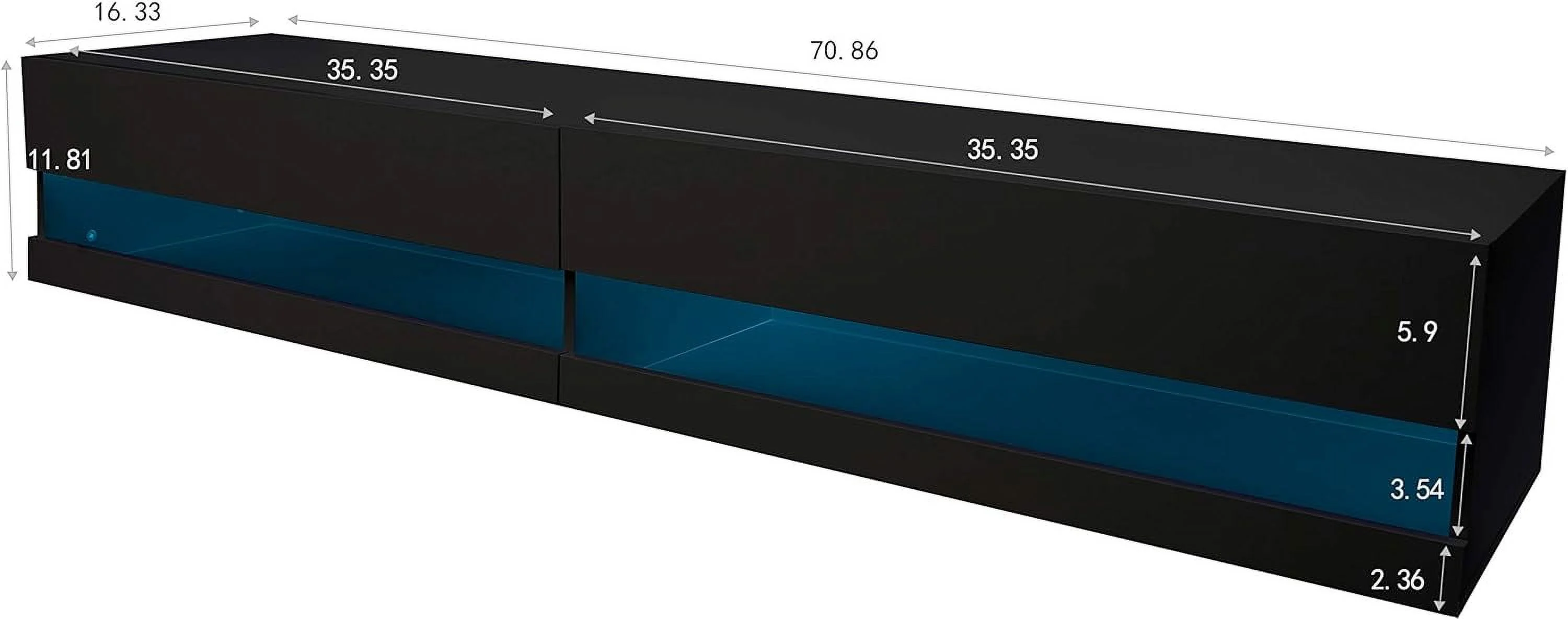 Floating LED TV Stand For 80 Inch TV Wood Wall Mounted Entertainment Center With 20 Color Leds,Modern Console Table Storge Shelf For Living Room