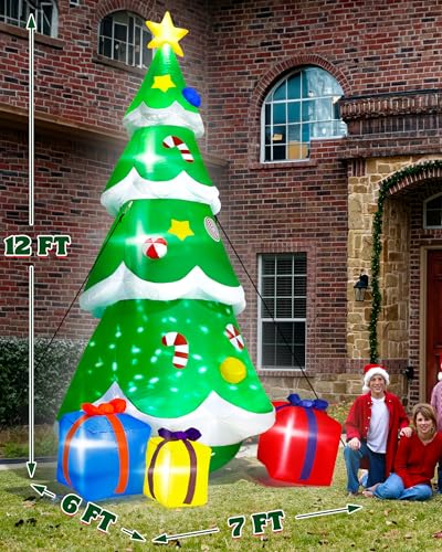 15FT Christmas Inflatables, Giant Inflatable Santa Claus Holding Gift Bags, Blow Up Christmas Santa Claus with 8pcs LED