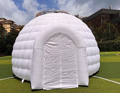 Outdoor Portable Inflatable Igloo Dome Tent with LED Light, 2 Windows | 16.5x18x11ft | Shelter Igloo Marquee for Party, Wedding, Camping