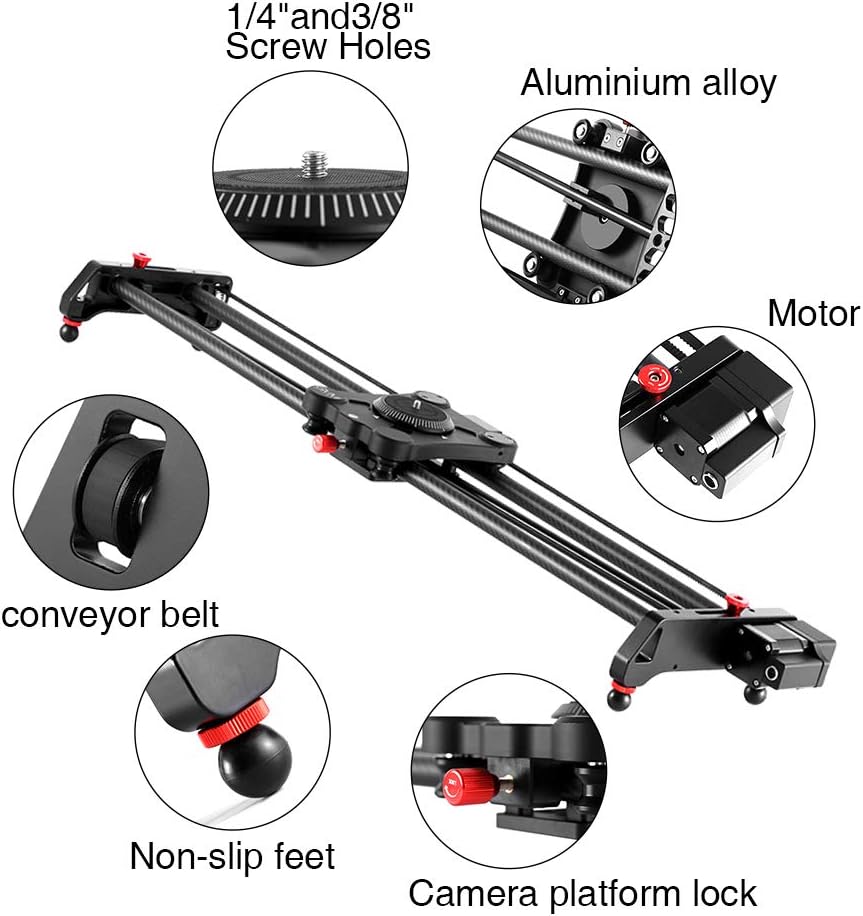 Camera Slider Track Dolly Slider Rail System with Motorized Time Lapse and Video Shot Follow Focus Shot and 120 Degree Panoramic Shooting 31 80cm