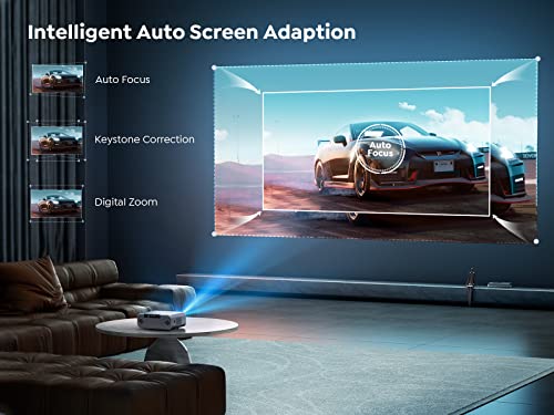 [Auto Focus] YABER Pro V9 4K Projector with WiFi 6 and Bluetooth 5.2, 500 ANSI Native 1080P Outdoor Movie Projector, Auto 6D Keystone & 50% Zoom