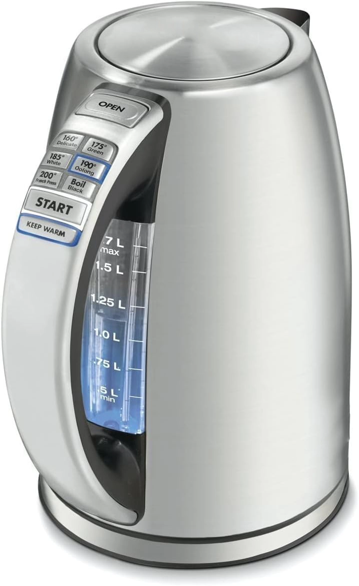 1.7-Liter Stainless Steel Cordless Electric Kettle with 6 Preset Temperatures