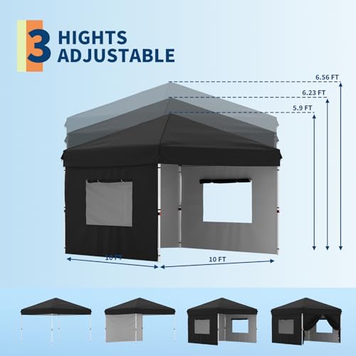 10x20 Pop Up Canopy - Easy Up Camping Tent with One Roller Bag, 3 Adjustable Height, 4 Weight Bags for Deck, Garden, Sports, Beach, Party - White