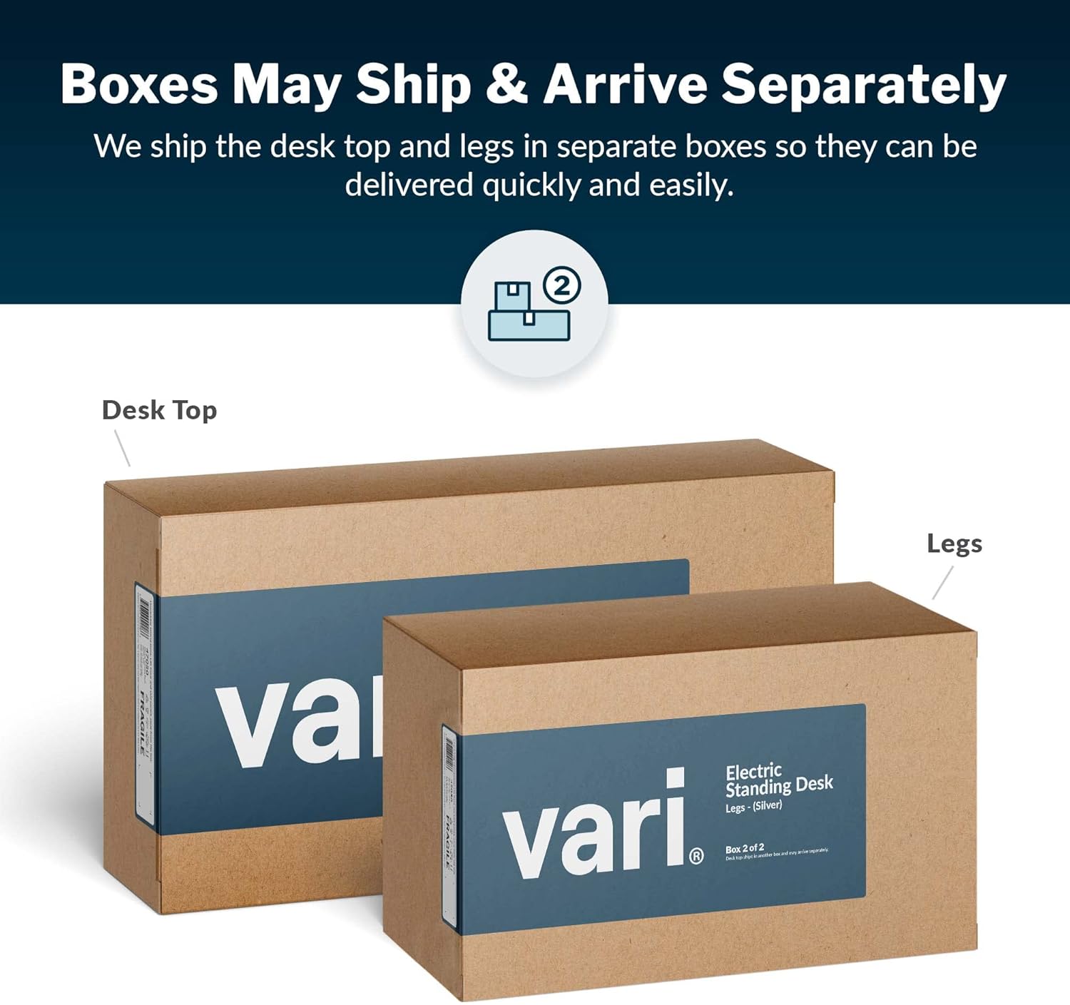 Vari Curve Electric Standing Desk 60" x 30" - Sit to Stand Desk for Home or Office - 4 Programmable Height Settings