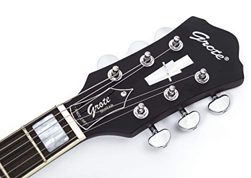 Grote Full Scale Left-Handed Electric Guitar Semi-Hollow Body Guitar Stainless Steel Frets (Vintage Sunburst)