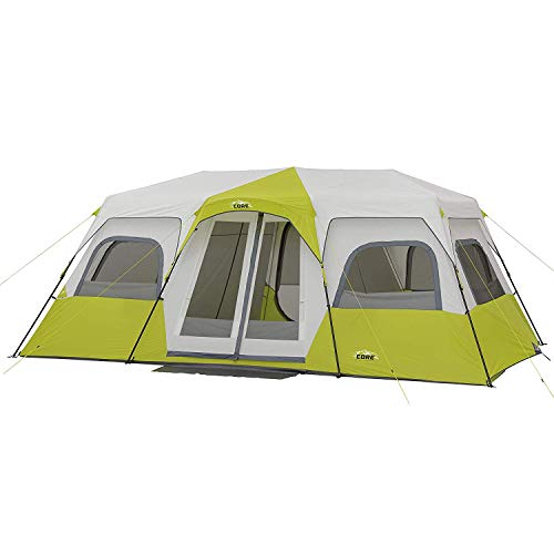 CORE Instant Cabin Tents | 6 Person / 9 Person / 10 Person / 12 Person Family Cabin Multi Room Pop Up Tents Car Camping | Included Storage Pockets