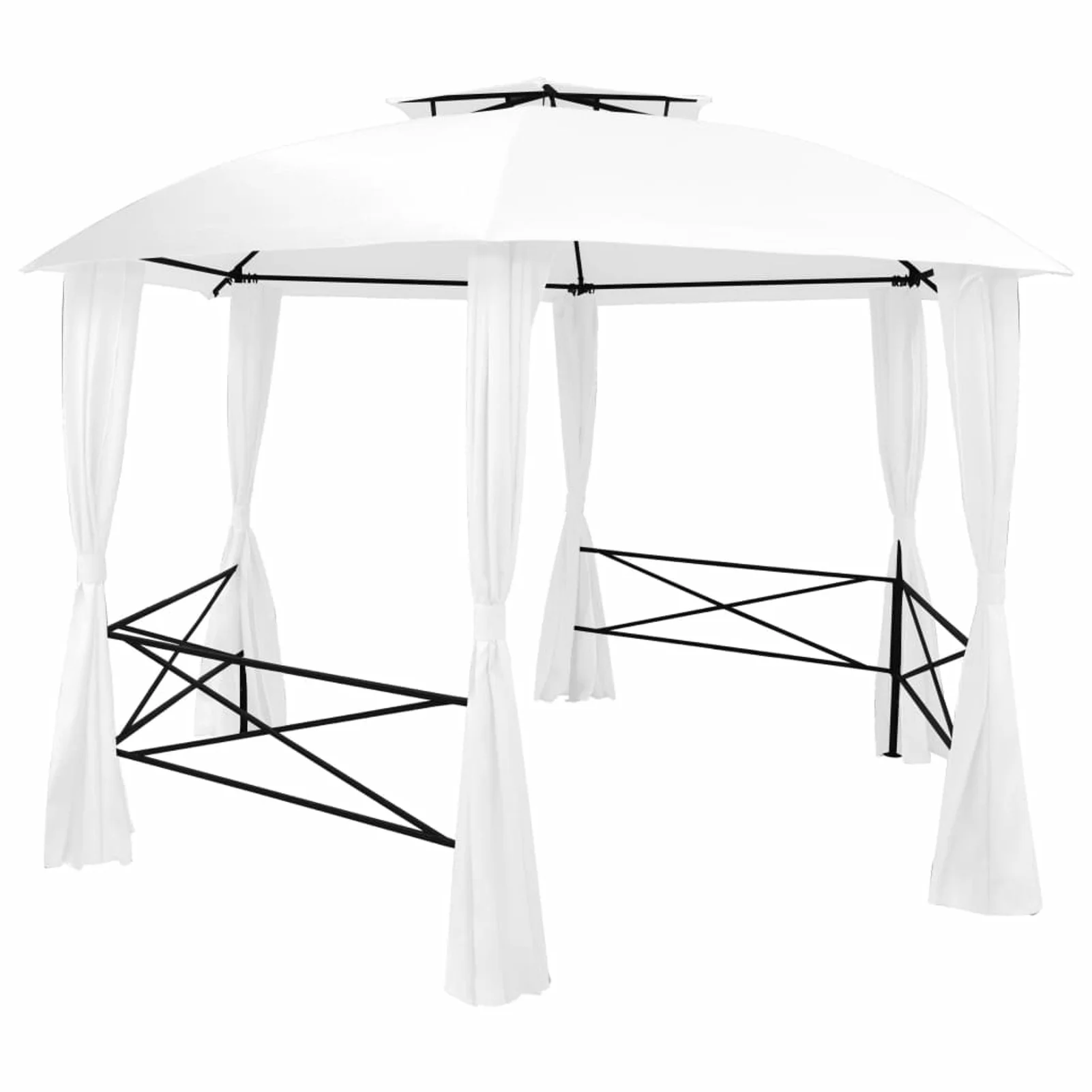 Carevas Garden Marquee with Curtains 141.7"x122.8"x104.3" White 0.6 ozft²