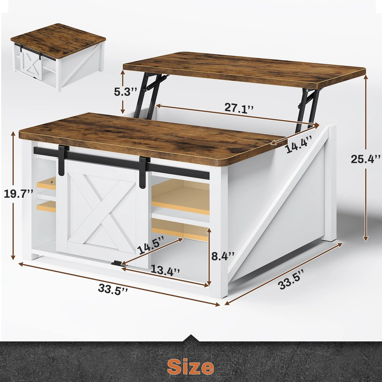 Afuhokles Lift Top Coffee Table, Square Coffee Table with Storage for Living Room, White - Curated Treasures Market