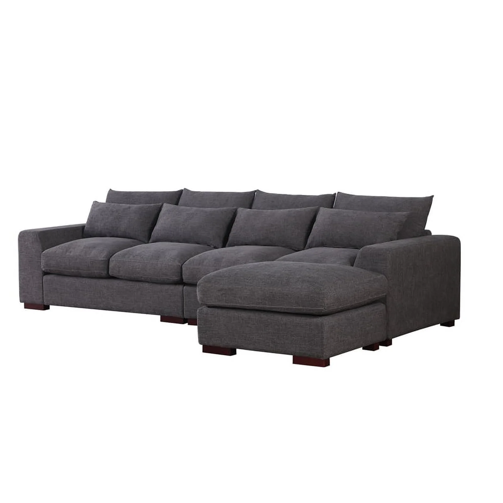 Pemberly Row Square Arm Modular Reversible Sectional Sofa & Ottoman-Dark Gray