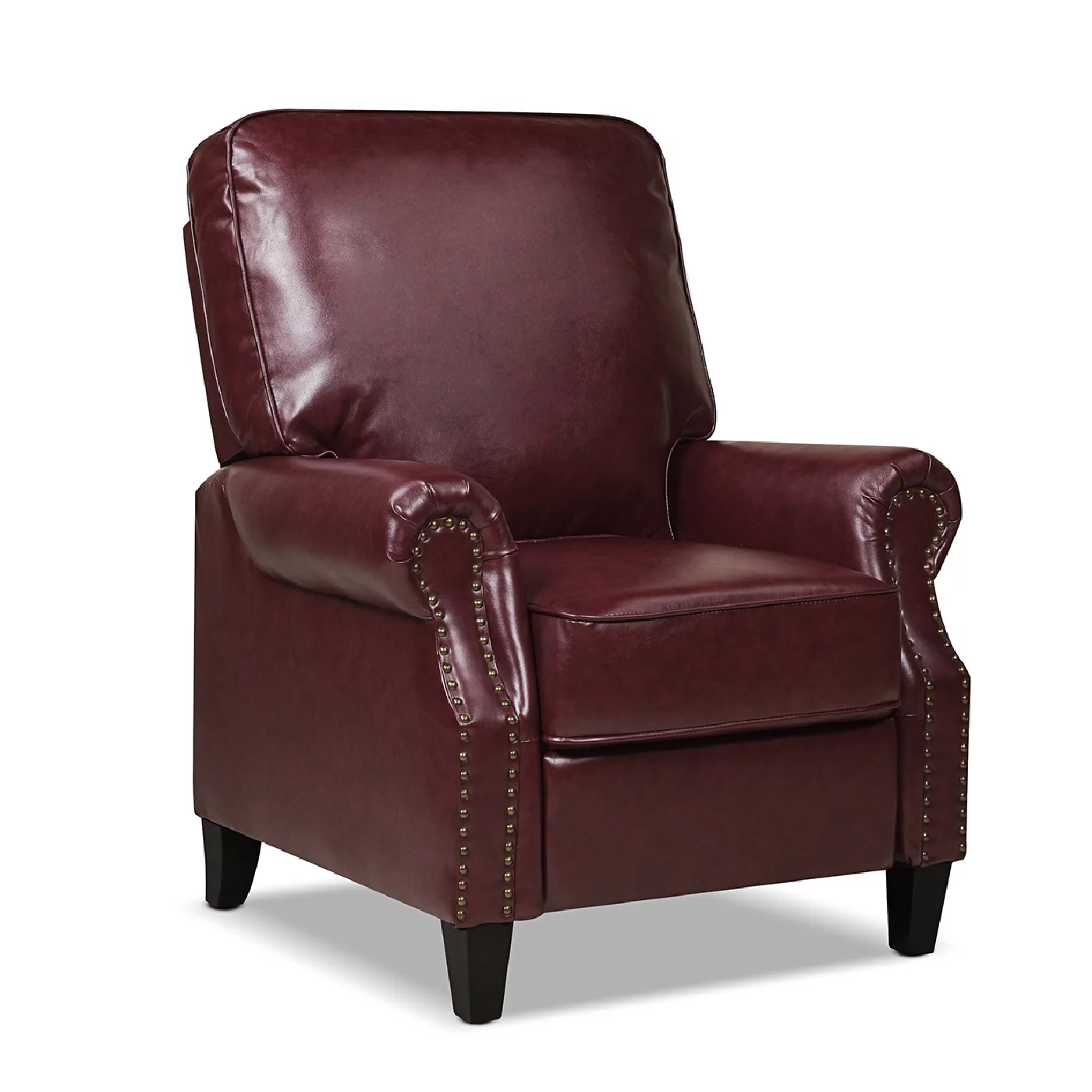 Charlie Design Auden 34" Manual Recliner Accent Chair, Heritage Red Bonded Leather