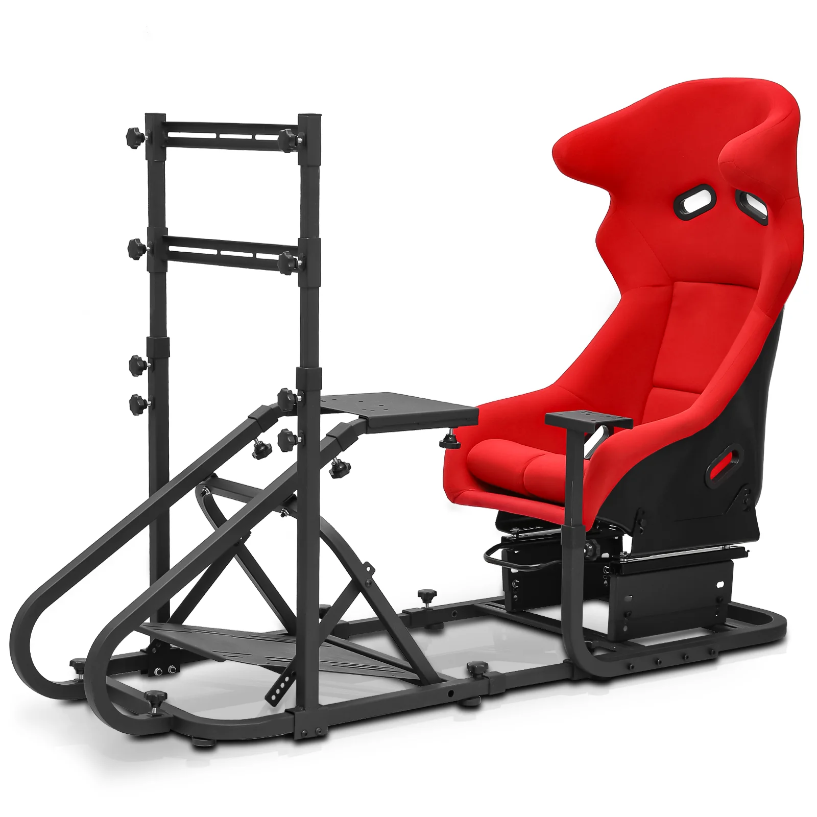 MoNiBloom Racing Steering Wheel Stand with Racing Seat, Driving Simulator Seat with Adjustable Slide, Simulator Cockpit Fit for Logitech G25, G27