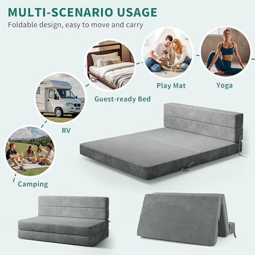 YITAHOME Convertible Folding Sofa Bed, Corduroy Fabric Fold Out Chair Bed