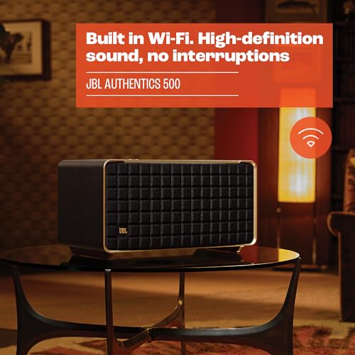 JBL Authentics 300 - Retro Style Wireless Bluetooth/Wifi Home Speaker, Built in Battery (4800mAh), Music Streaming Services via Built-in Wi-Fi