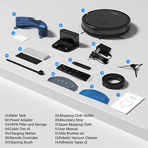 Tikom Robot Vacuum and Mop, G8000 Robot Vacuum Cleaner, 2700Pa Strong Suction, Self-Charging, Good for Hard Floors