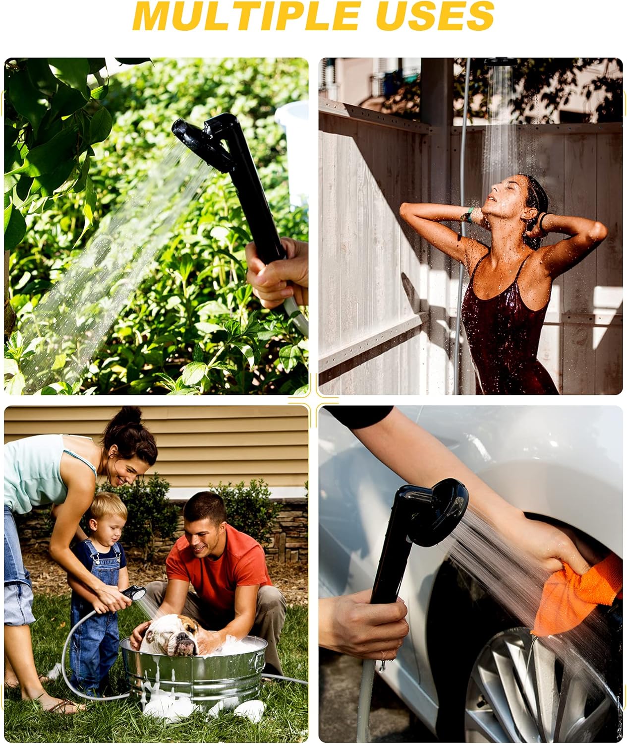anngrowy Portable Shower Camping Shower Outdoor Showerhead Camp Shower Pump Electric Rechargeable Portable Shower Head for Pet Cleaning Beach Washing