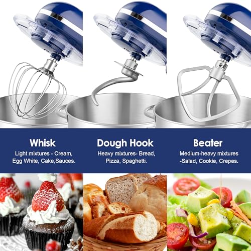 Aucma Stand Mixer,6.5-QT 660W 6-Speed Tilt-Head Food Mixer, Kitchen Electric Mixer with Dough Hook, Wire Whip & Beater (6.5QT, Black)