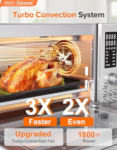 Nuwave Bravo Pro Smart 21QT Toaster Oven Air Fryer Combo, Convection Oven Countertop, 10 functions all in 1, with even & quick crisp technology