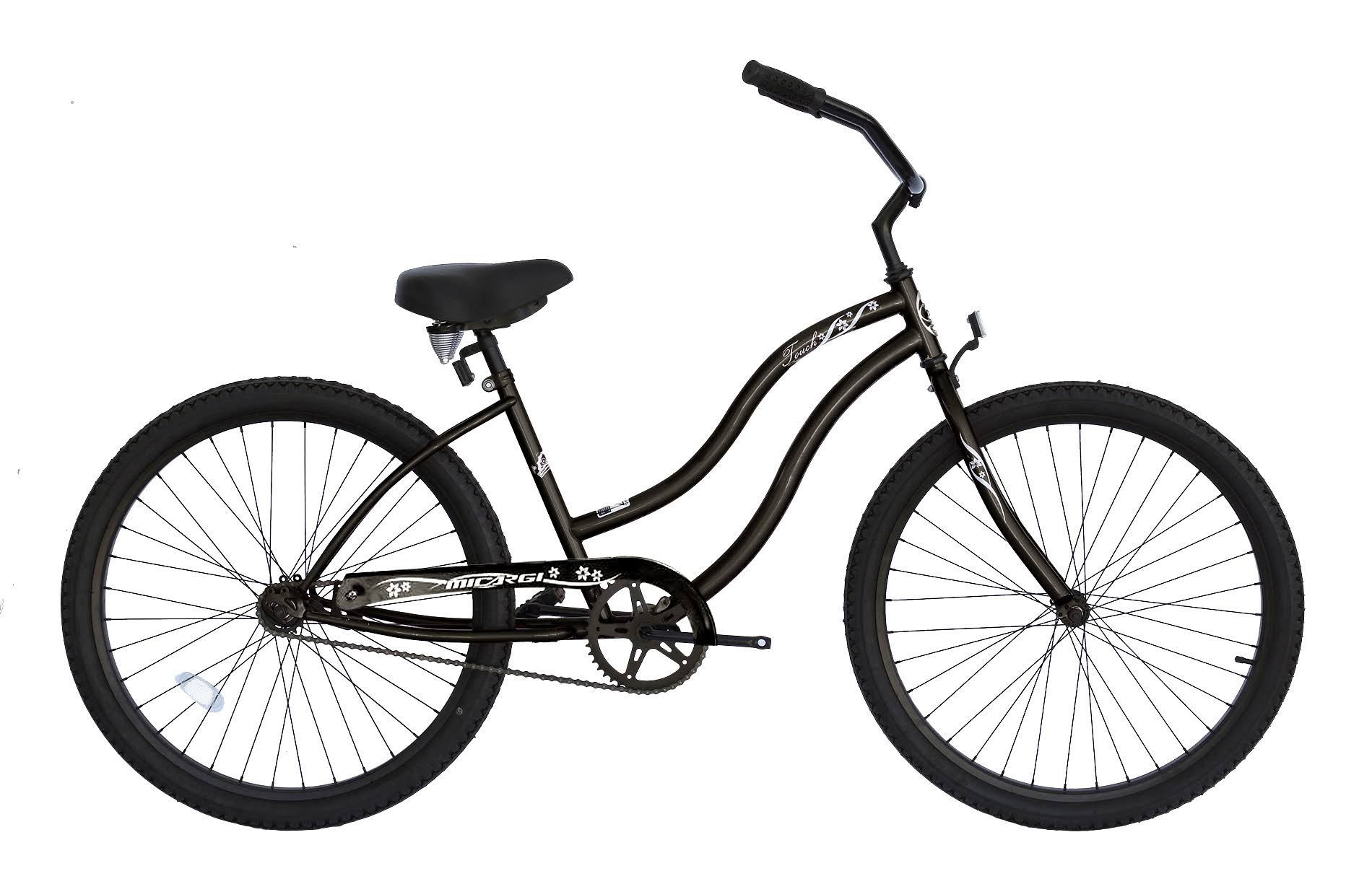 Wonder Wheels 26 in. Beach Cruiser Coaster Brake Single Speed Bicycle, Bike, Black Spokes One Piece Crank Alloy Black Rims 36 H