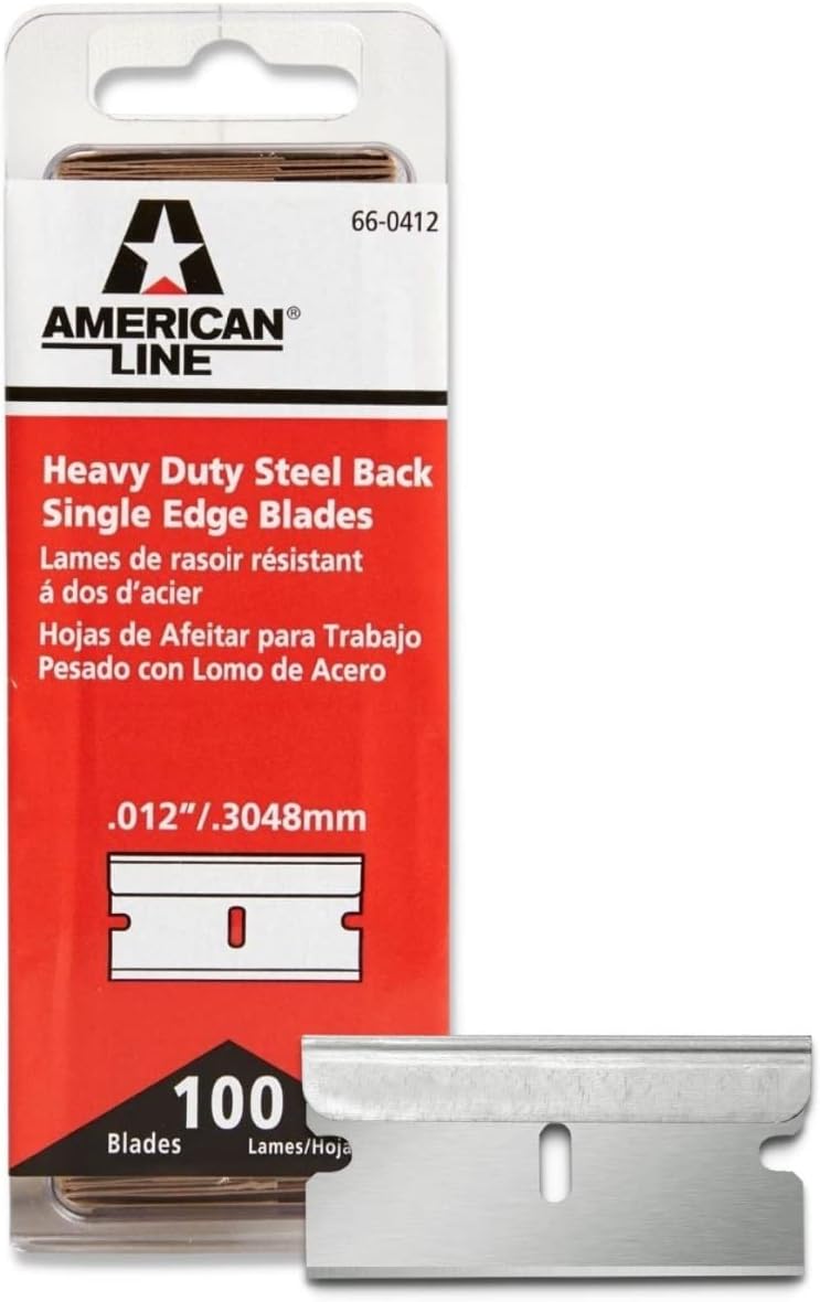 American Line Single Edge Razor Blades - 500-Pack - 0.012" Heavy Duty High Carbon Steel with Steel Backing for Extra Durability and Long Life