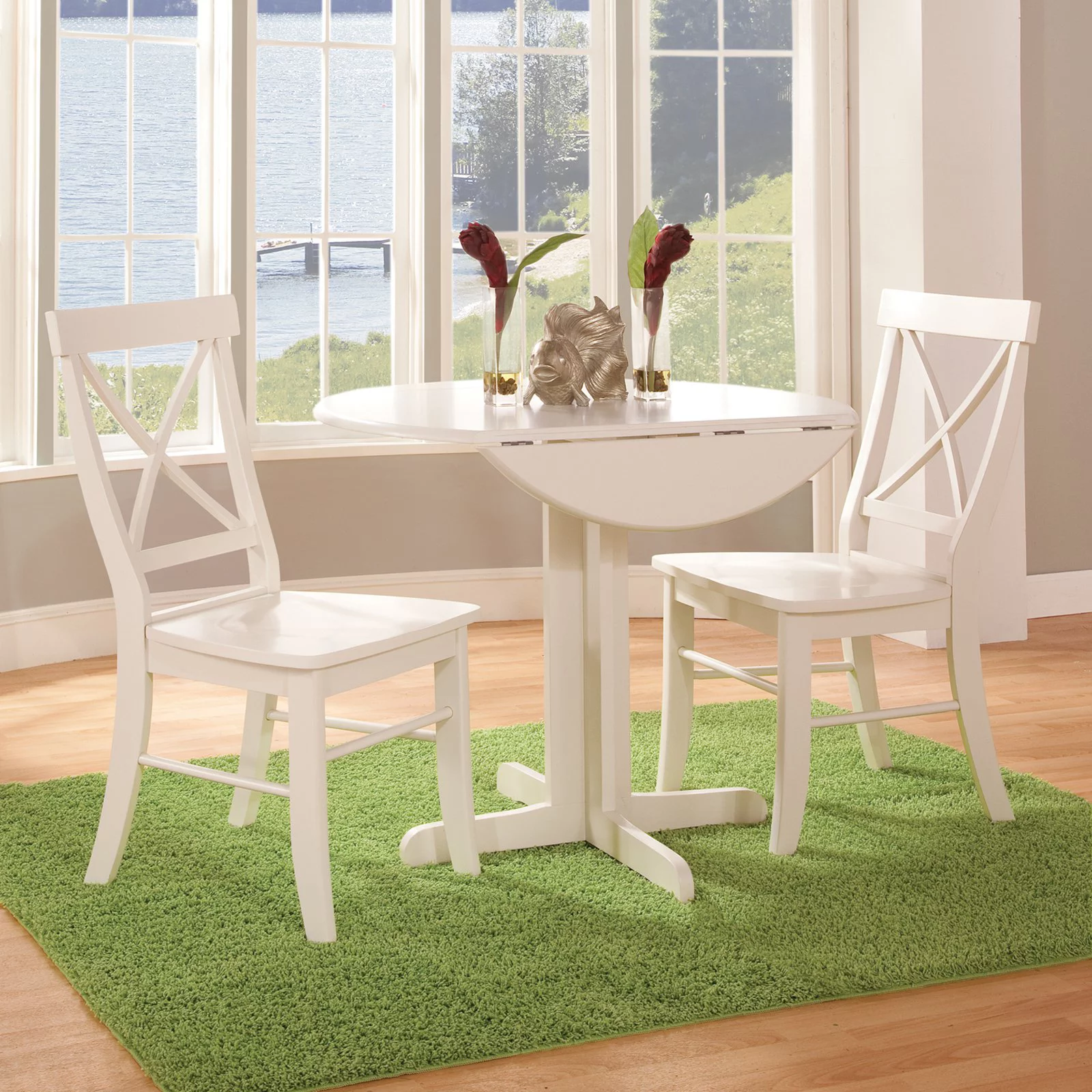 42" Dual Drop Leaf Table and 2 San Remo Chairs in Pecan - 3 Piece Set
