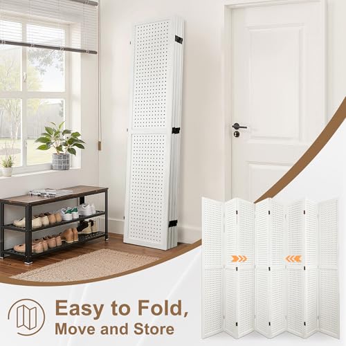 Osparple Room Divider with Shelves 6 Panel Wooden Folding Room Dividers Privacy Screen Wall Divider for Room Separation for Office and Apartment