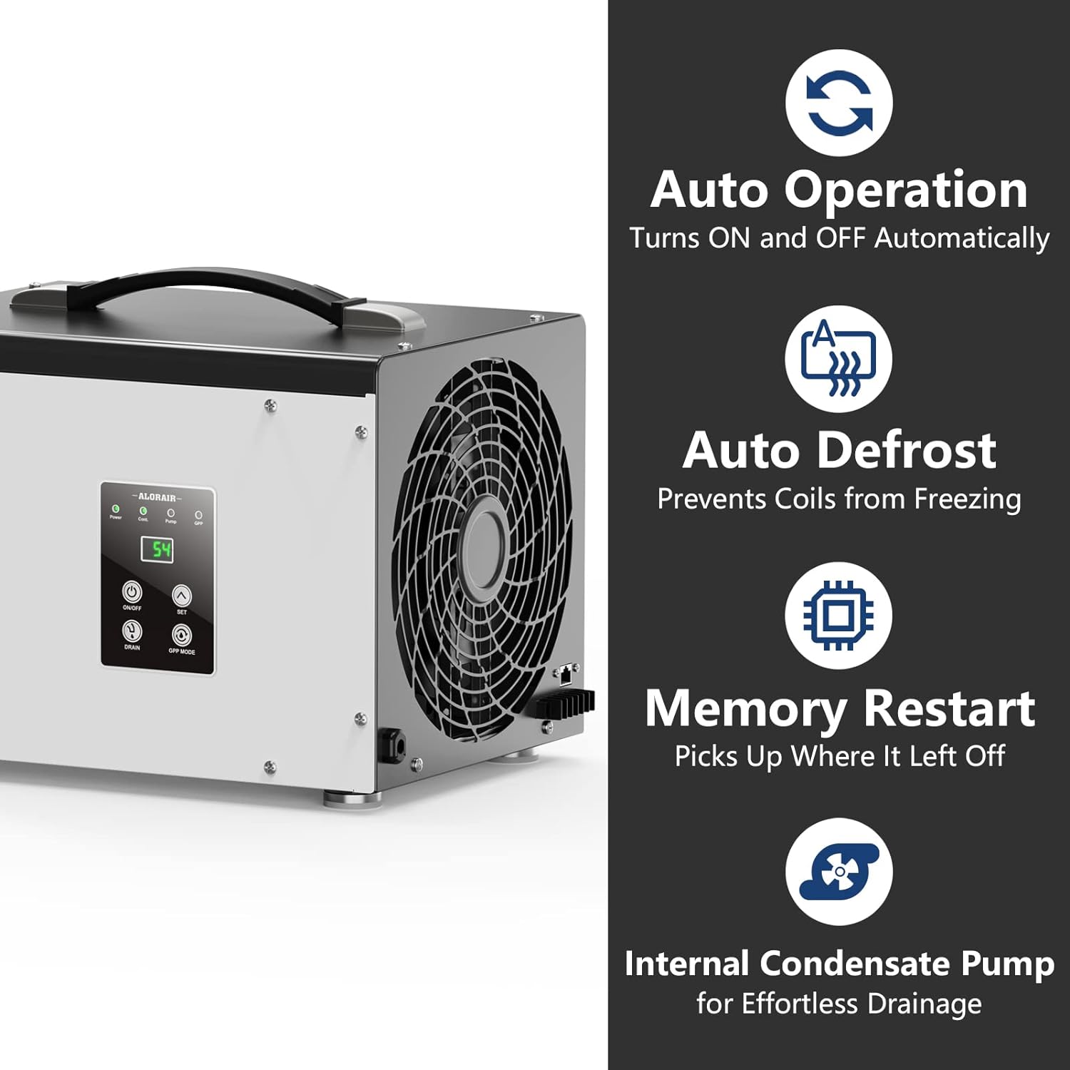 ALORAIR Crawl Space/Basement Dehumidifier 70 Pint Dehumidifier with Pump, Automatic Defrost, Up to 1000 Sq Ft Commercial Dehumidifier, Memory Start