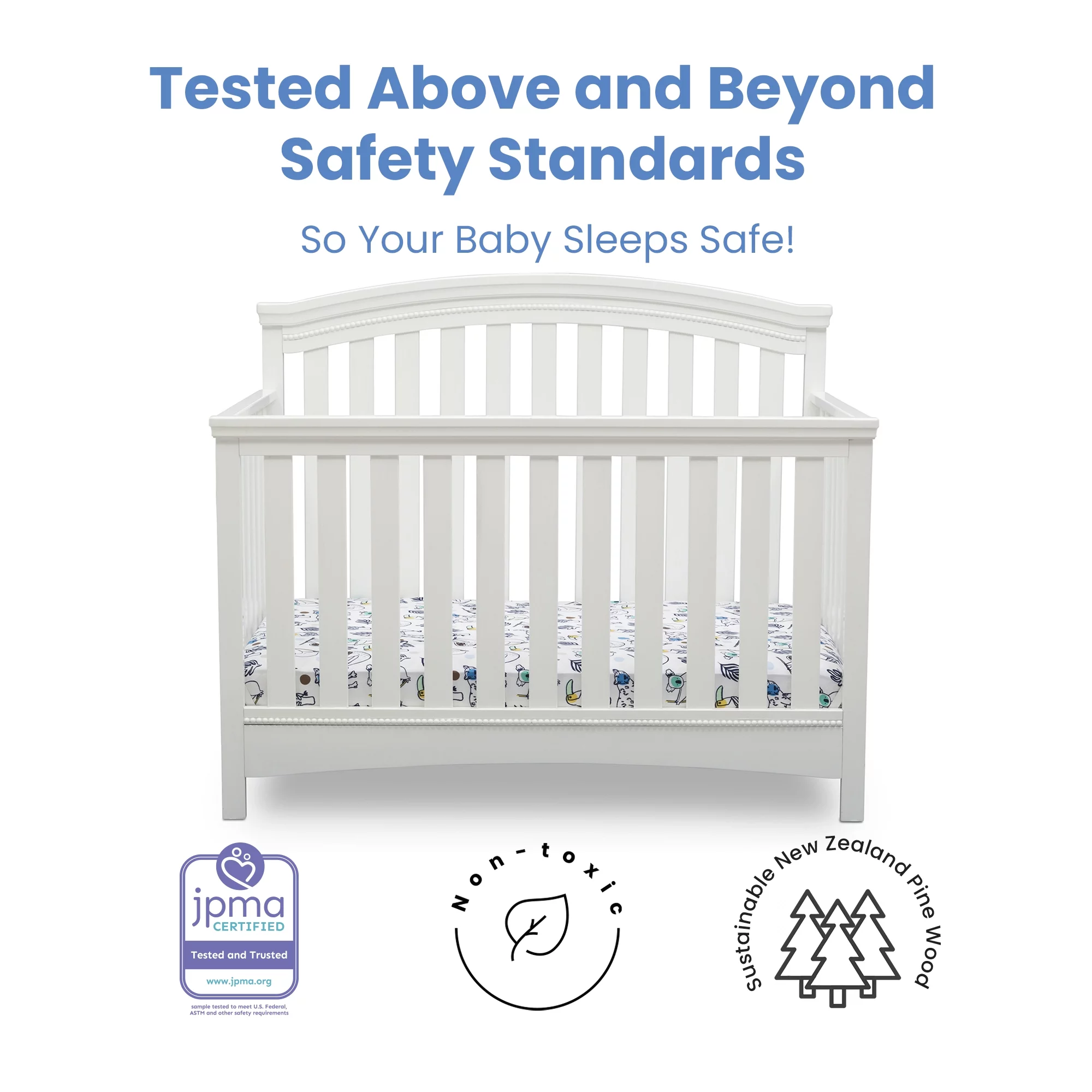 Delta Children Emerson 4-in-1 Convertible Crib - Greenguard Gold Certified, Bianca White