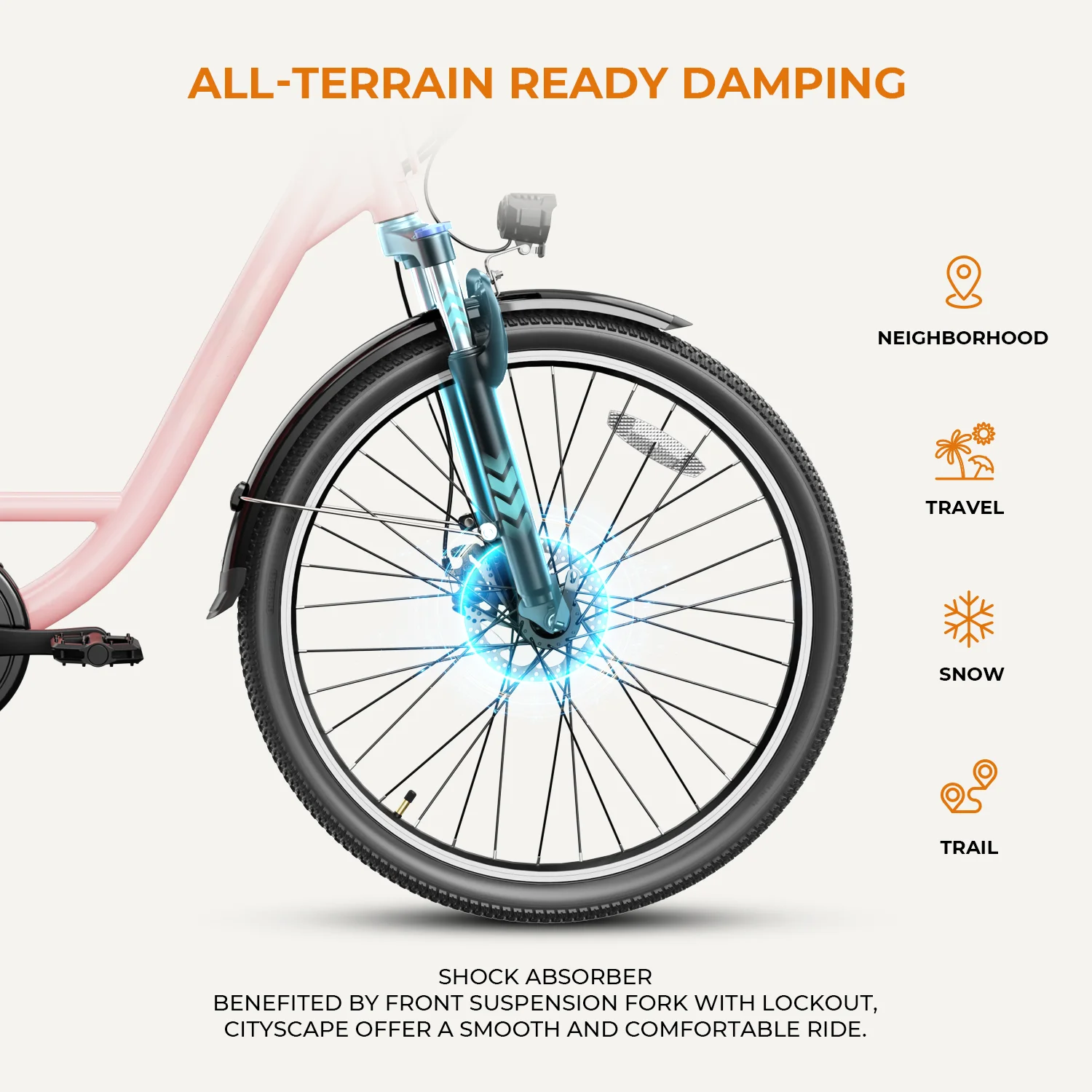 Yoloway Cityscape Electric Bike for Adults, 350W Electric Bike with 36V 10Ah Removable Battery