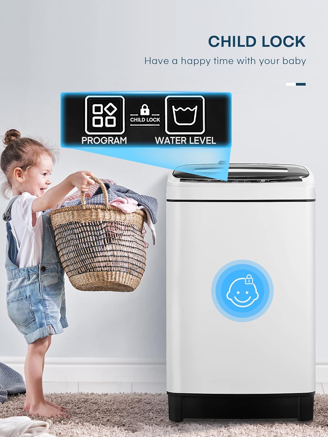 Full Automatic Washing Machine, FOHERE 1.5Cu.Ft 11lbs Capacity Portable Machine