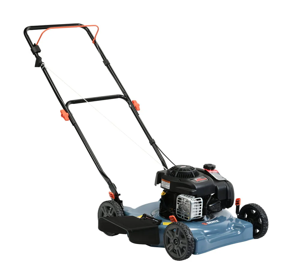 SENIX Gas Lawn Mower, 20-Inch, 125 cc 4-Cycle Briggs & Stratton Engine, Push Lawnmower with Side Discharge, 3-Position Height Adjustment, LSPG-L2