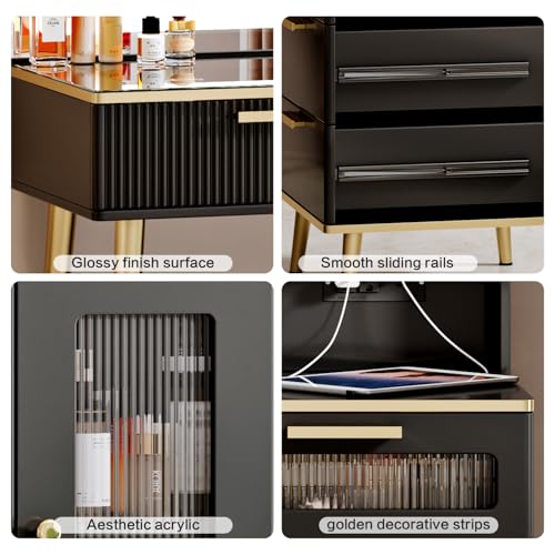 47.24" Big Modern Vanity Desk with Mirror and Lights, Vanity Desk with 29.53" HD Lighted Mirror