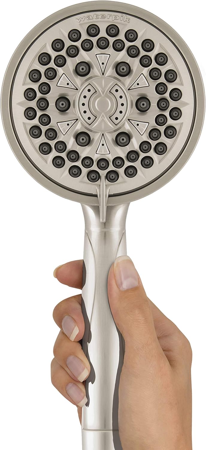 Waterpik High Pressure Powerpulse Massage Hand Held, Brushed Finish, Detachable Shower Head with 7 Spray Settings, ‎XFT-769E Pack of 2